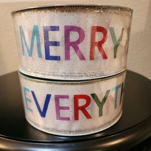 NEW 2 Rolls Holiday Member's Mark Wire-Edged Ribbon, 100 yards total